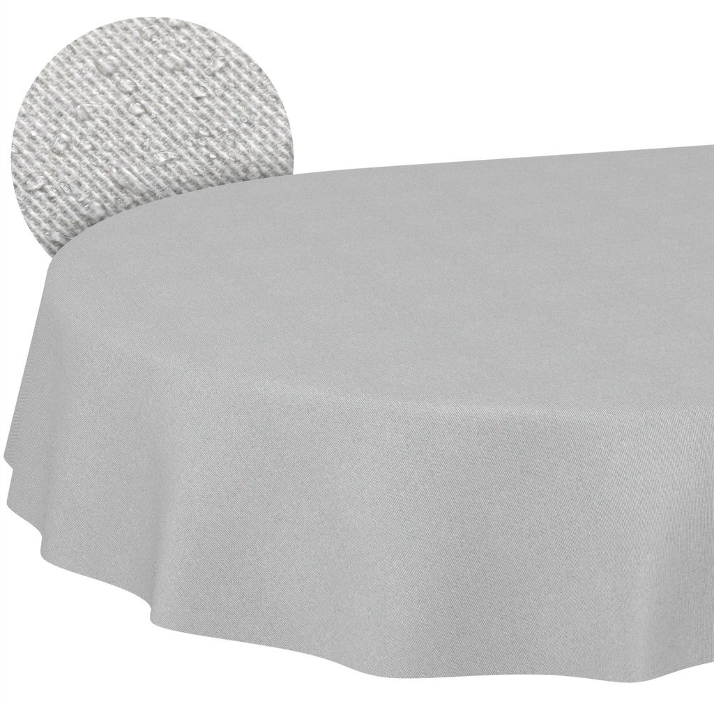 Tischdecke 140x220cm Oval Hellgrau DanceDirty abwaschbar Leinenoptik wetterfest Falschuni, Hauptbild