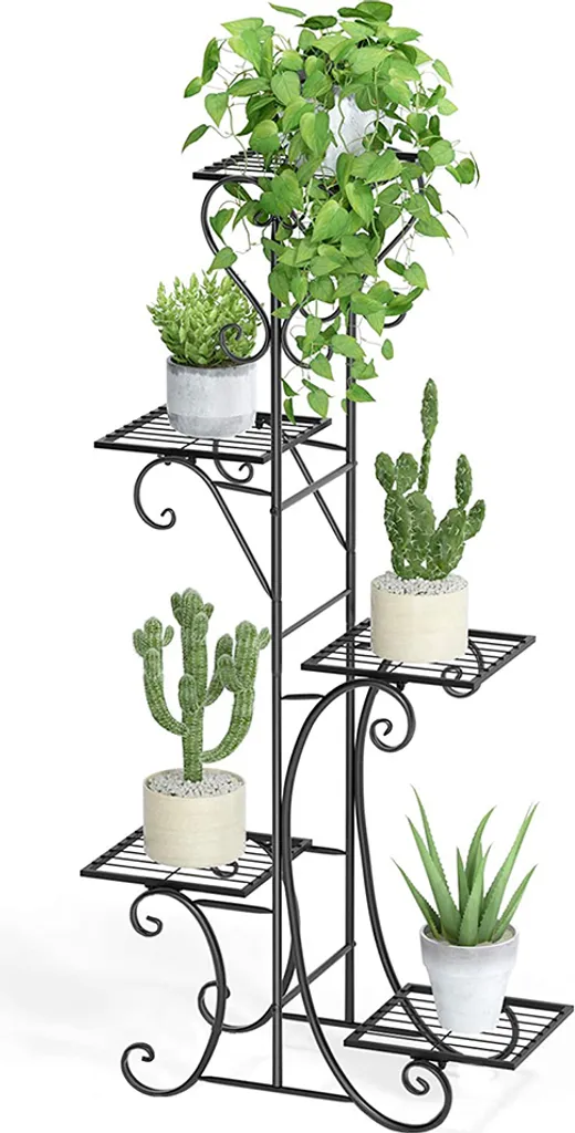 Porte-fleurs étagère à plantes 5 niveaux en métal 107x22x57 cm max 50kg