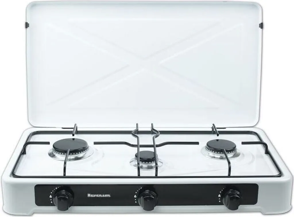 Réchaud gaz 3 zones Ravanson K-03TB blanc compact et ultra robuste