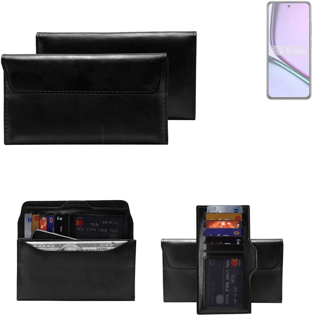 K-S-Trade Handy Hülle kompatibel mit Realme 12 Lite Schutz Hülle Tasche Schutz Case Handytasche Kunstleder schwarz, 1x