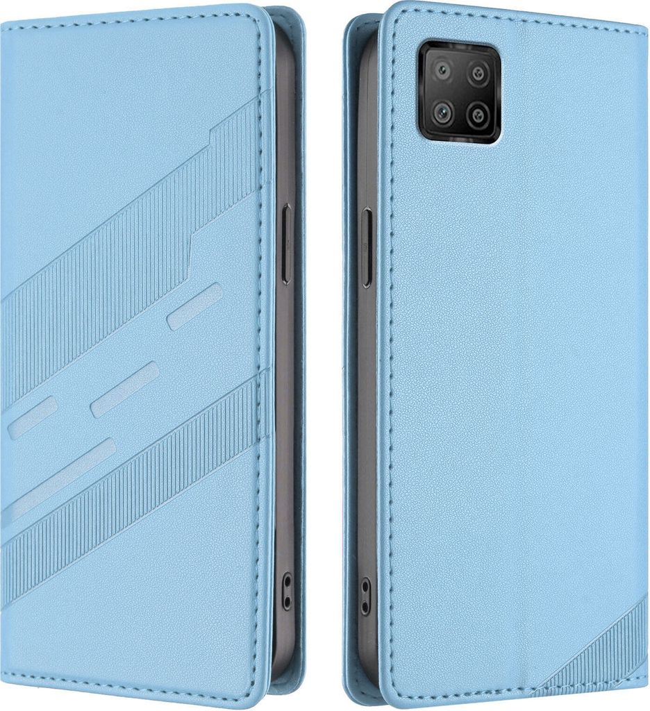 Hülle für Oppo F17 Pro, Kunstleder Brieftaschen Handyhülle mit Kartenfach und Standfunktion Hellblau