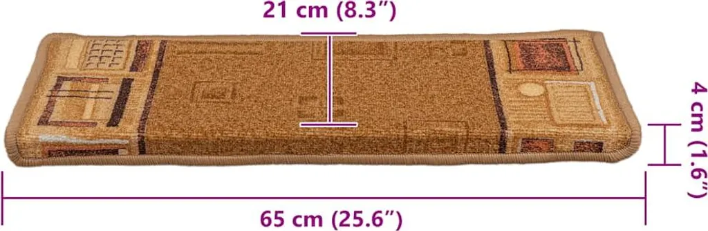vidaXL Tapis d'escalier autoadhésif beige 15 pcs 65x25 cm - Lot complet