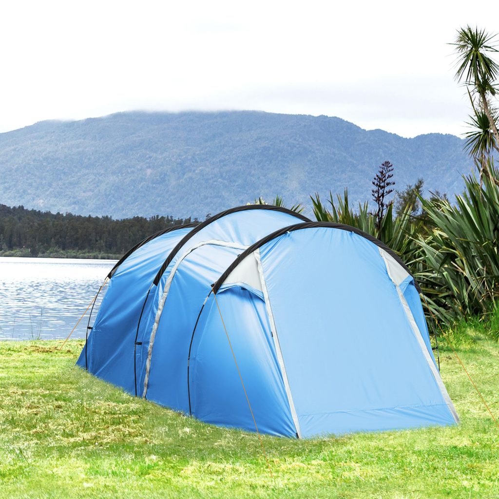 Campingzelt Wurfzelt 2-3 Personen, Zelt mit Vorraum & Schlafbereich, Polyester, Hellblau | 426 x 206 x 154 cm | 4,5 kg | inkl. Heringe & Tasche