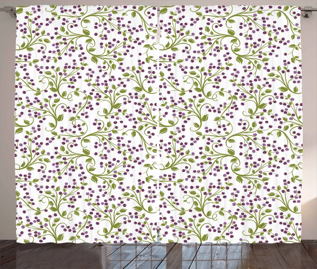 Tenda Lavabile ABAKUHAUS 280x175cm | Foglie Verdi e Ganci Inclusi