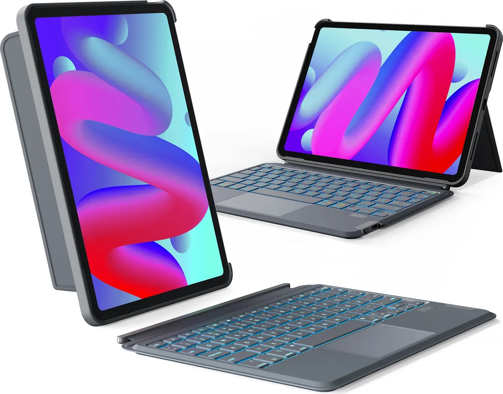 Inateck KB04111 Clavier AZERTY iPad Air 11 pouces Gris Sideral Coque