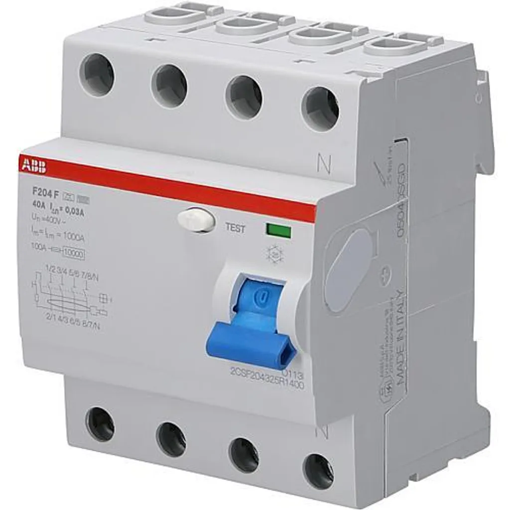 Interrupteur Différentiel Tétrapolaire 40A 30mA ABB Type F pour Tableau