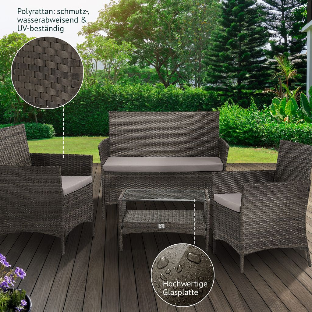 SVITA Rattan Set BROOKLYN 2020 in grau Gartenmöbel Terrasse Produktbild 2