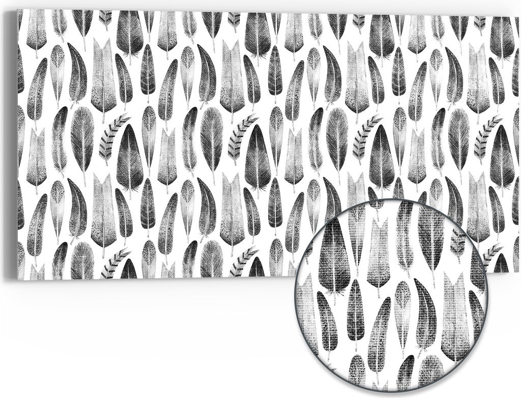 DEQORI Hybrid Leinwand Bild 60x30 cm 'Monochromer Blättertanz' Wandbild Glas flach modern