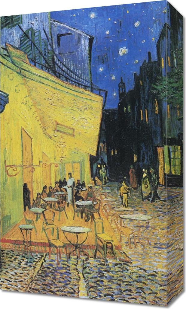 Bild 30x50cm Café Terrasse bei Nacht, Van Gogh Vintage für das Wohnzimmer
