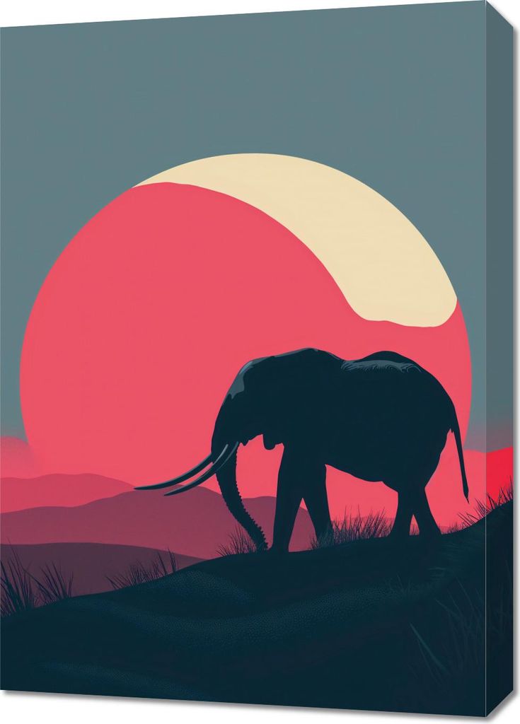 Bild 50x70cm Elefant bei Rot