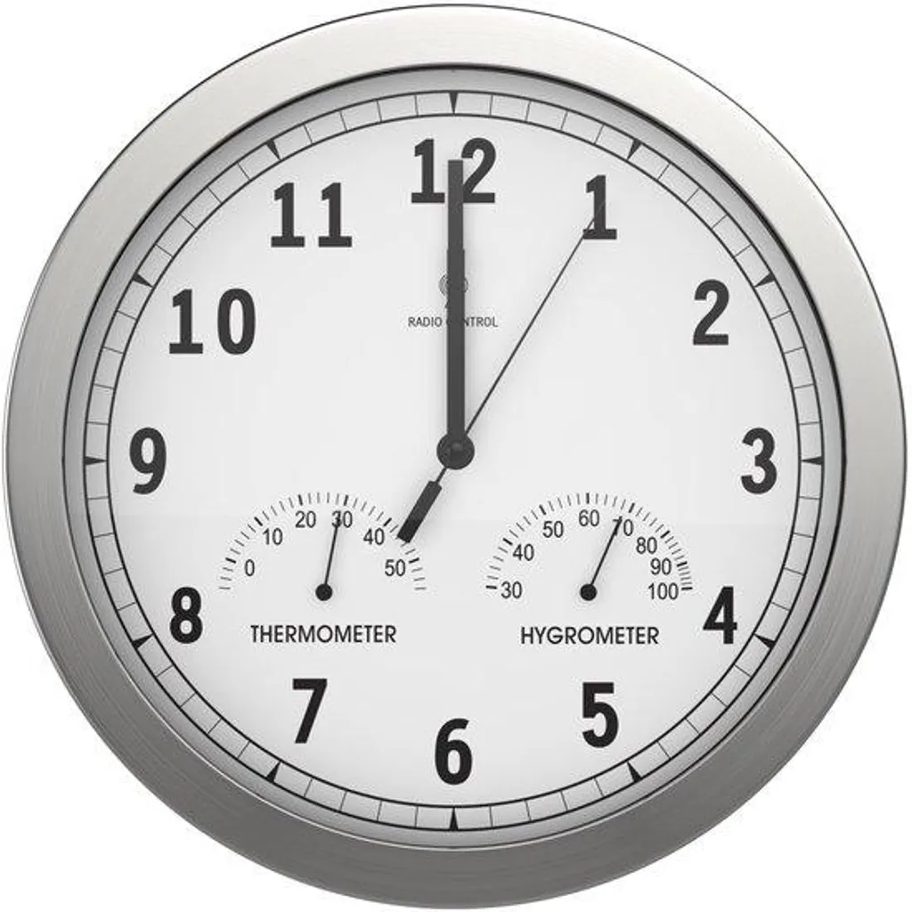 Horloge murale 3 en 1 aluminium : heure, température et taux d'humidité