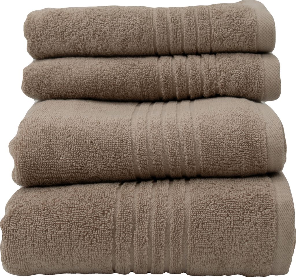 Frottier-Set "Starter" 4 teilig Handtücher Duschtuch Badetuch einfarbig taupe