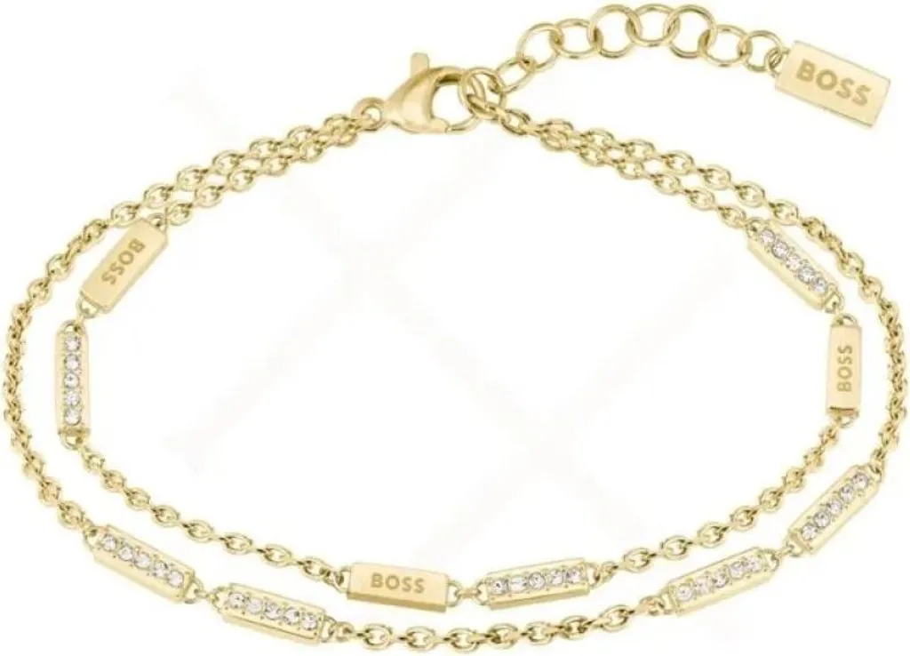 Bracelet Femme Boss Laria 1580450 en Acier avec Double Chaîne à Maillons