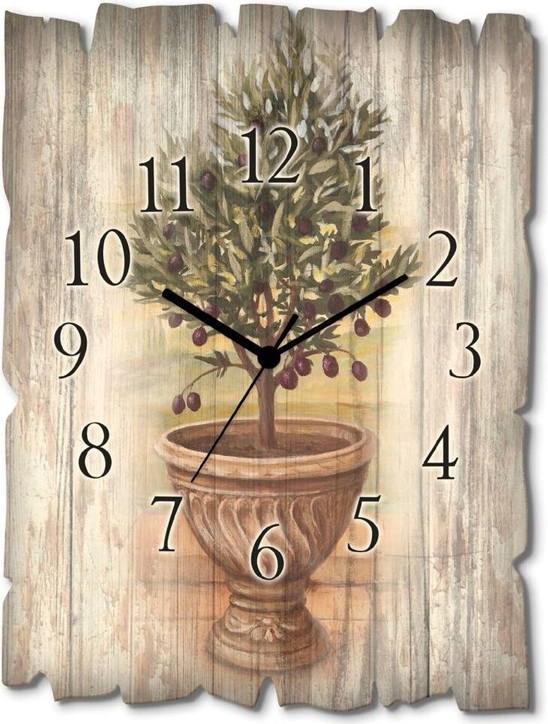 ARTland Holz Wanduhr Quarzuhr - schwarzer Zeiger Olivenbaum Produktbild 