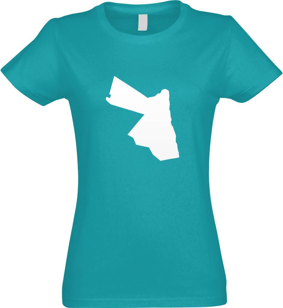 Kiwistar - T-Shirt tailliert - Damen - türkis - Jordanien Umriss Kontur - mit Motiv Bedruckt - Funshirt Design - Sport - Freizeit - Damen - S