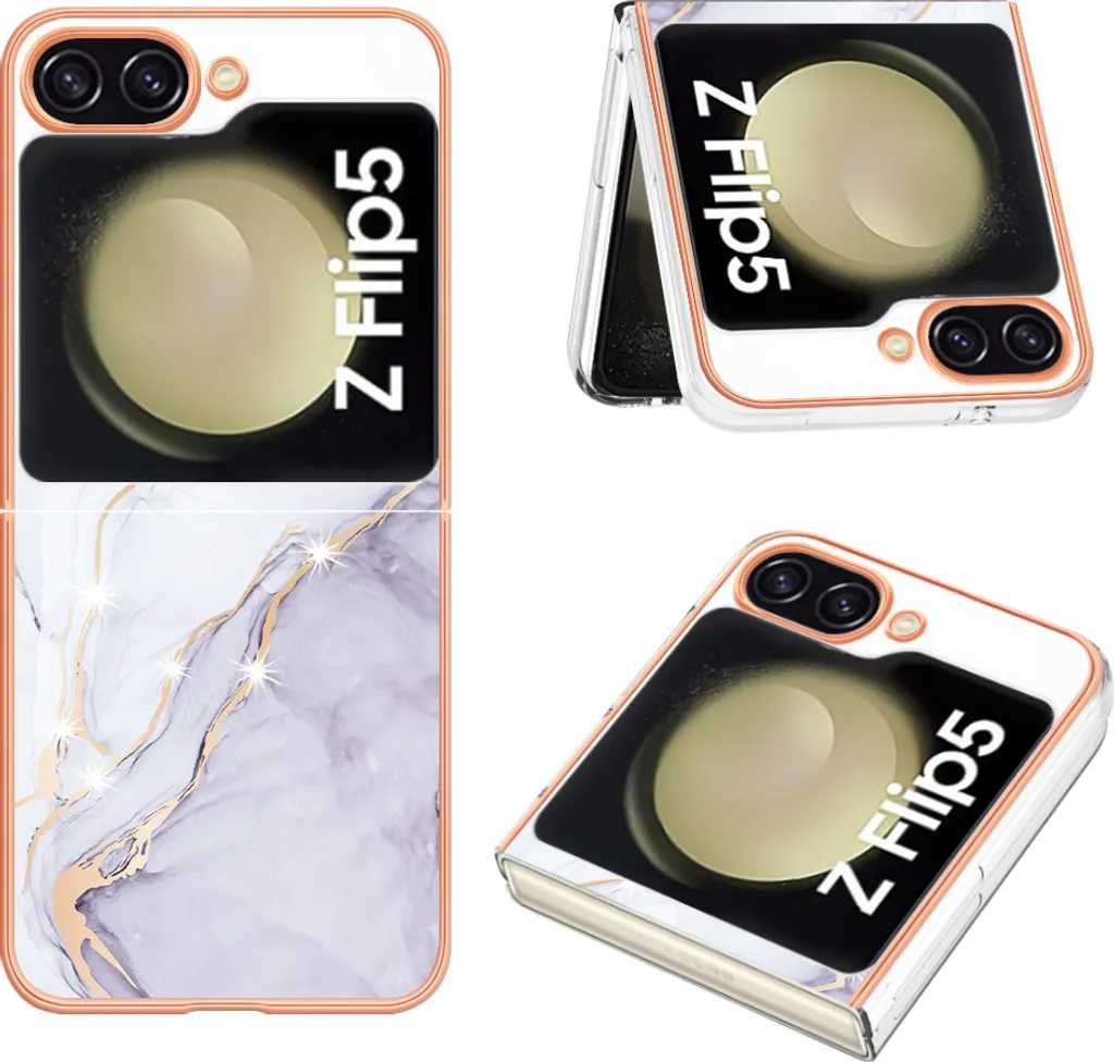 Cover Slim Marmo per Samsung Galaxy Z Flip 5 - TPU Bianco Antiurto