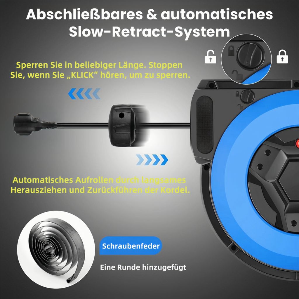 15m+2m professionelle automatische Kabelaufroller, 180° Produktbild 5
