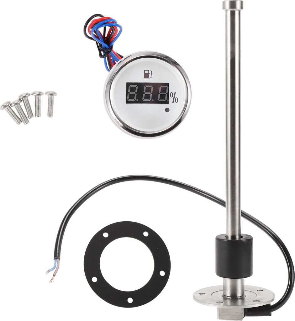 1 Satz Kraftstoff-Sendegeber und Messgerät Kit 9,84" Länge Boot-Kraftstoff-Sendegeber Marine-Kraftstoff-Sendegeber Silberfarben Schwarz Weiß Met...