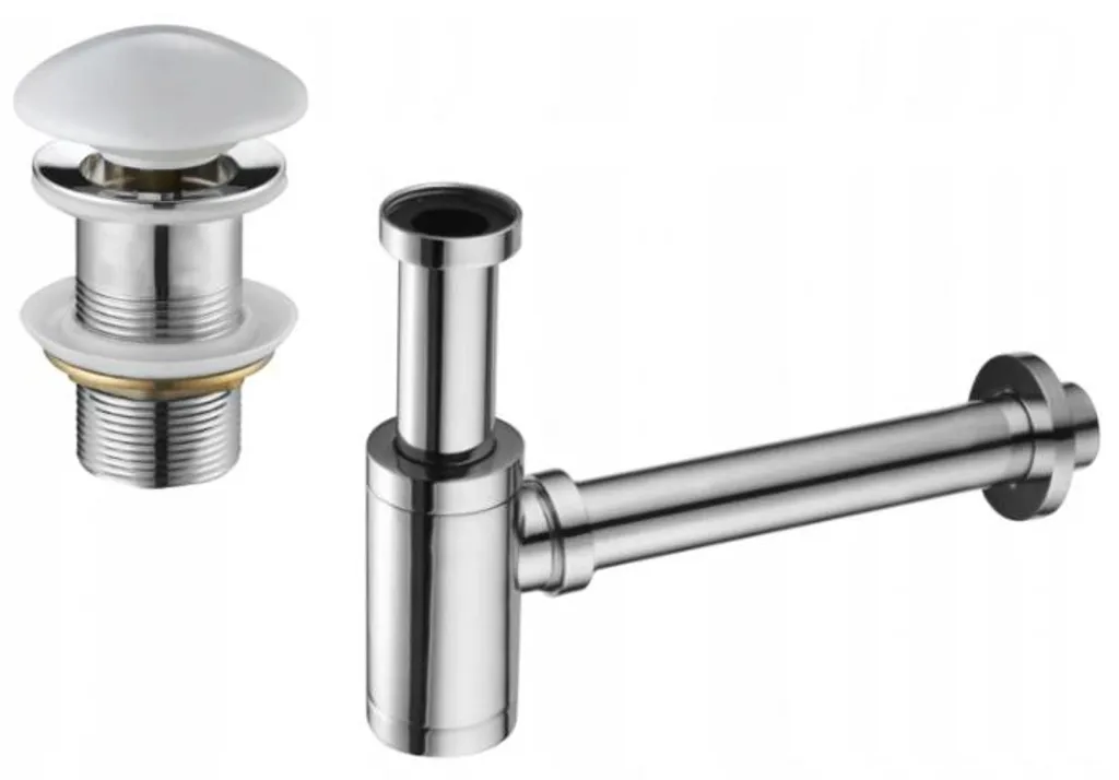 Mexen semiforo per lavabo rotondo con tappo ceramico clic-clac, senza troppo pieno, cromo/bianco - 7991050-02