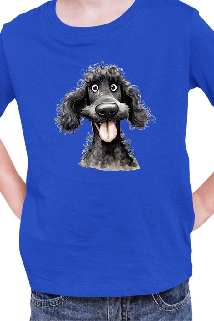 Kinder T-Shirt Funny Dogs Breeds Standard Poodle Dog Breed 020, 12-13 Jahr - 152 / Blau
