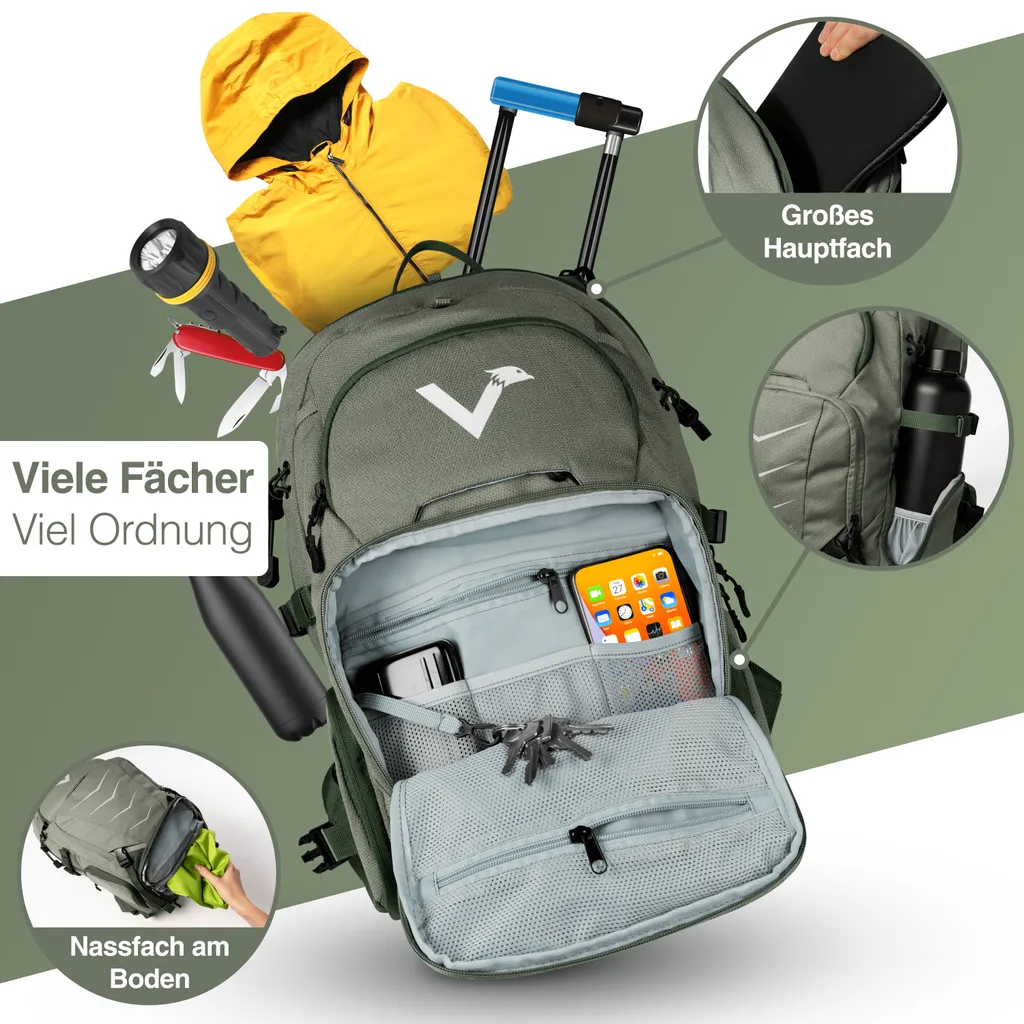 Sac à dos de randonnée polyvalent Valkental Explorer V22 Vert