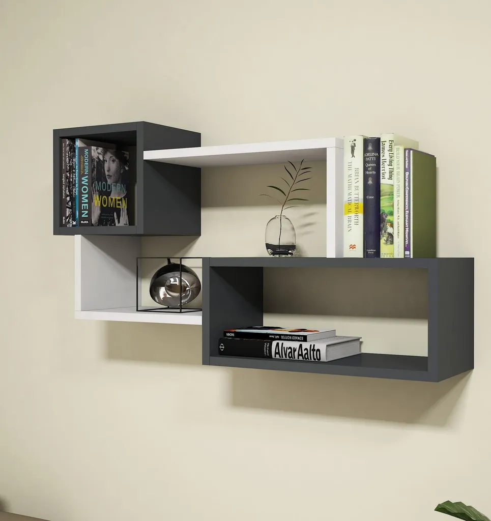 Libreria Sospesa Afro Skye Decor 90cm Bianco e Antracite DIY