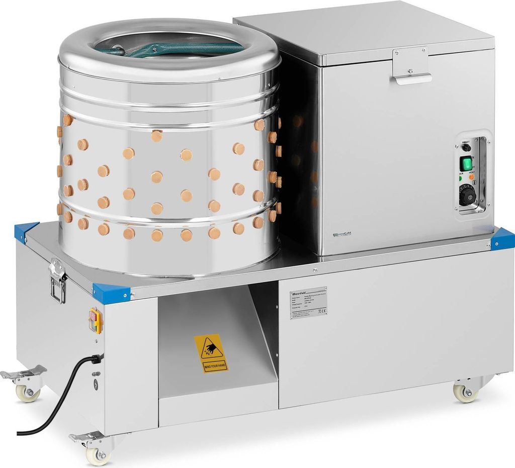 Expondo Wiesenfield 2-in-1 Rupfmaschine und Brühkessel für Geflügel - Trommel 55 cm - 3 - 4 Hühner pro min