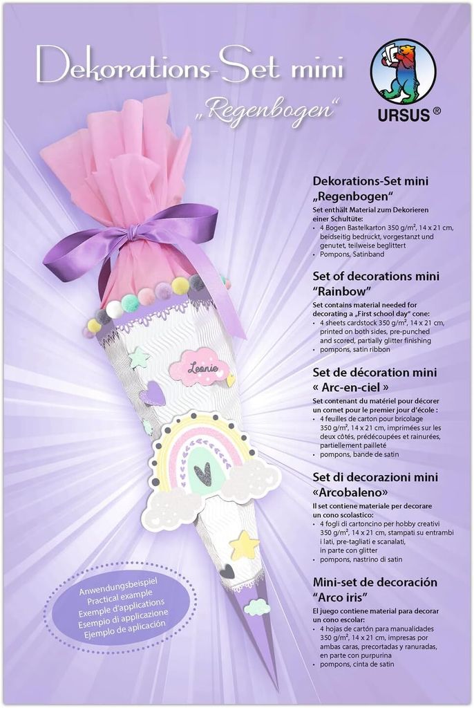 Deko-Set Schultüte Easy Line Mini "Regenbogen"