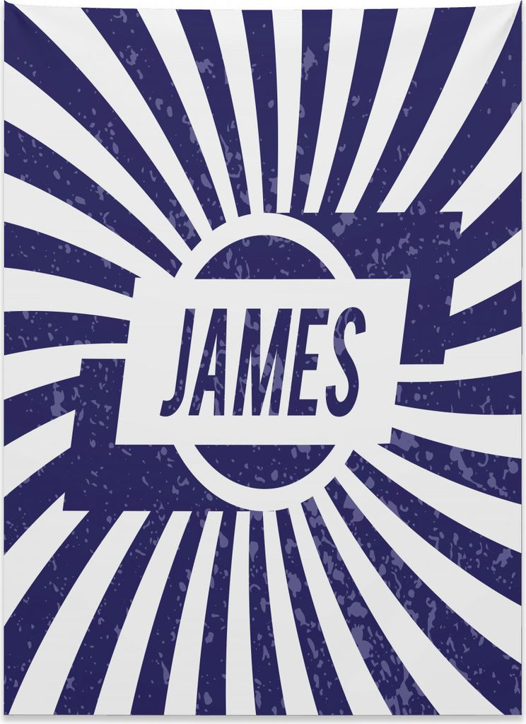 Abakuhaus James Wandteppich, See Grunge Name aus Weiches Mikrofaser Stoff Kein Verblassen Klare Farben Waschbar, 110 x 150 cm, Marineblau und Weiß