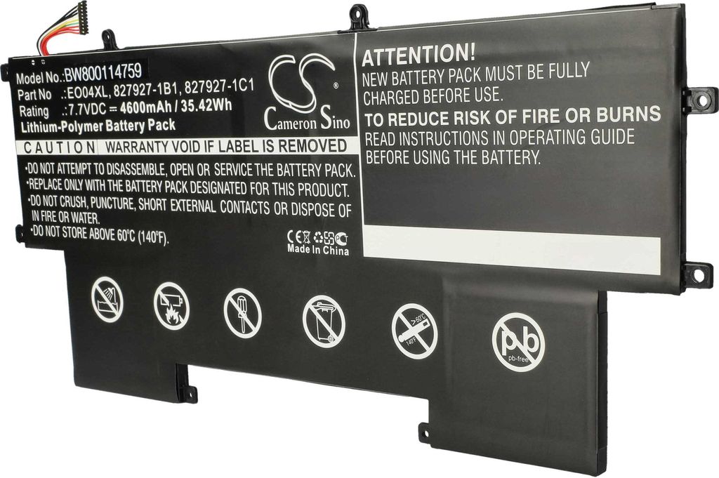 vhbw Akku Ersatz für HP 827927-1C1, 828226-005, 827927-1B1, HSTNN-I73C, HSTNN-IB71, E004XL, EO04XL für Notebook (4600 mAh, 7,7 V, Li-Polymer)