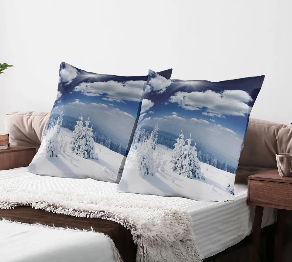 Set Federe Inverno ABAKUHAUS 80x80 Paesaggio Collinare Design Moderno