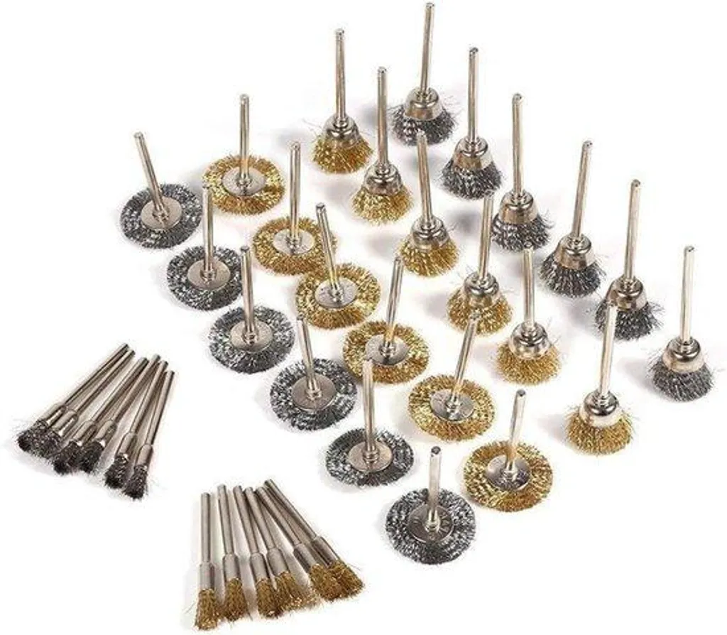 Kit accessoires de polissage rotatifs en acier et laiton 36 pcs