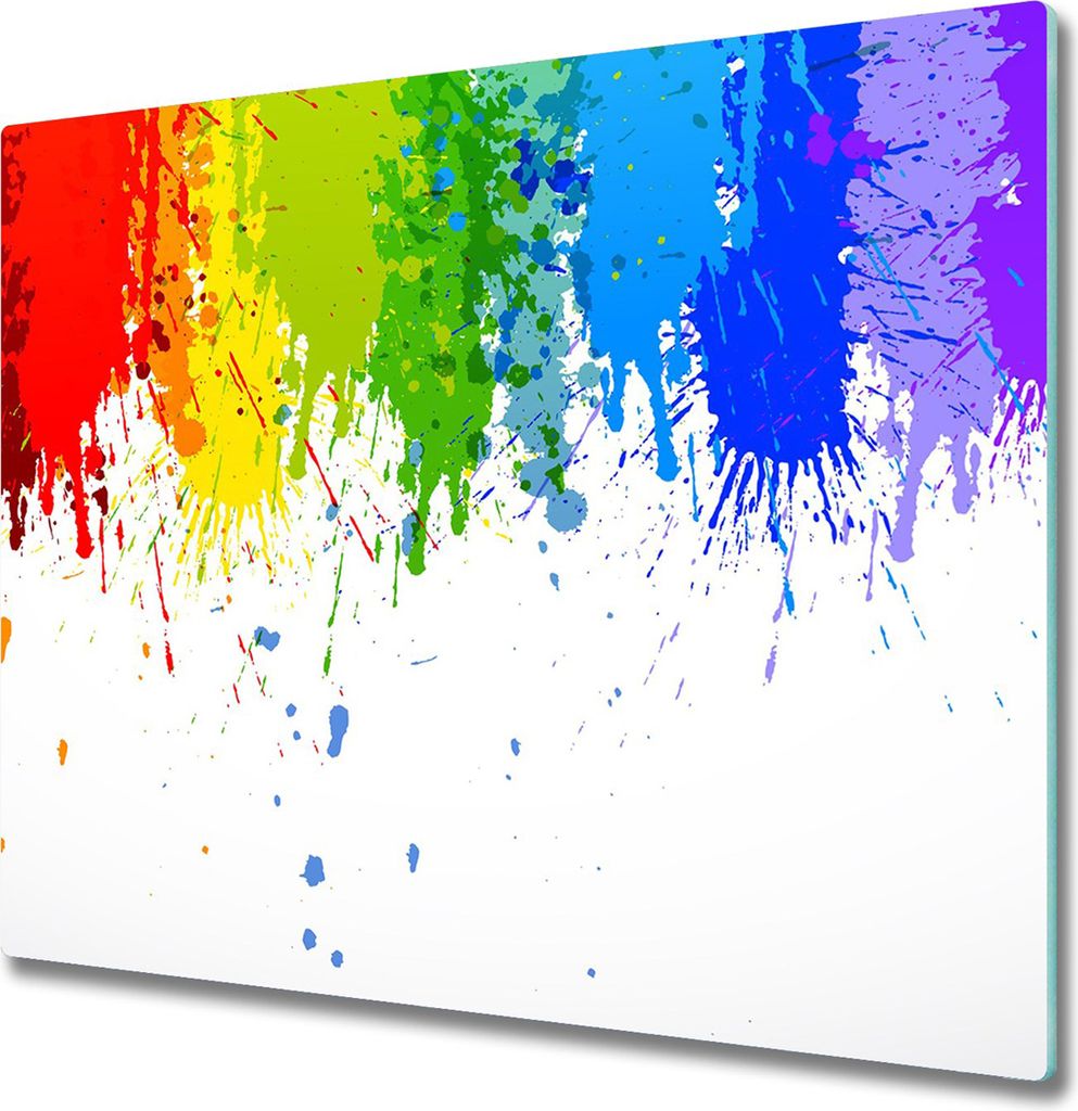Glas Herdabdeckplatte 60x52 cm Spritzschutz Glasabdeckplatte Schneidebrett Regenbogenflecken