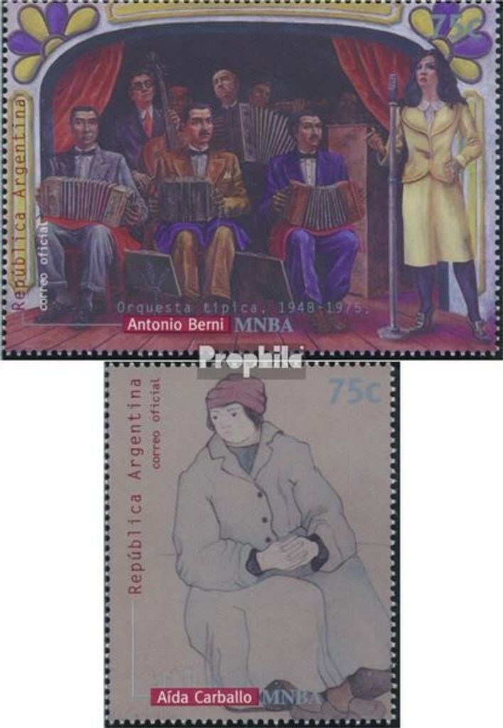 Briefmarken Argentinien 1999 Mi 2480-2481 (kompl.Ausg.) postfrisch Gemälde aus Nationalmuseum