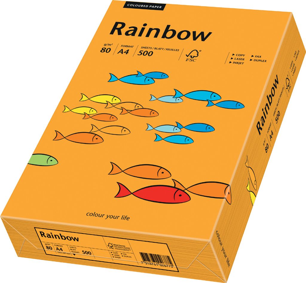 PAPYRUS Multifunktionspapier Rainbow A4 80 g/qm orange 500 Blatt