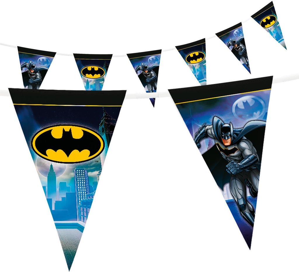 Wimpelkette Batman 5 m Fahnenkette Dekokette für Kindergebutstag Motto-Party