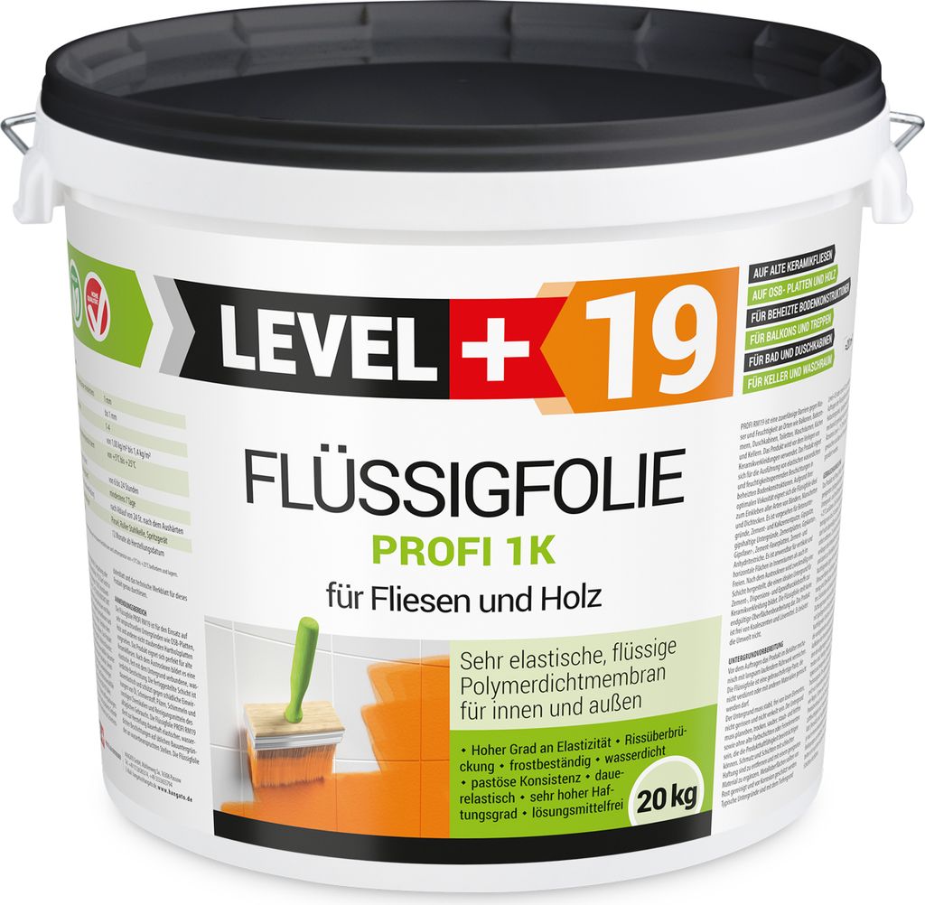 Flüssigfolie Profi 20 kg für Fliesen und Holz, Balkon, Terrasse, Keller Bad RM19