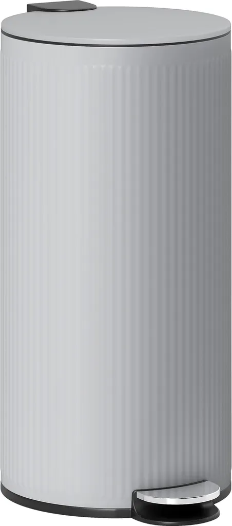 HOMCOM Poubelle de Cuisine 30L en Métal Gris Clair avec Seau Amovible