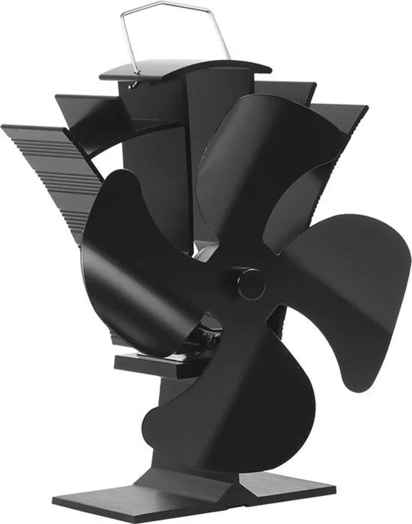 Ventilateur de cheminée écologique à 4 pales sans pile - Finition Bois