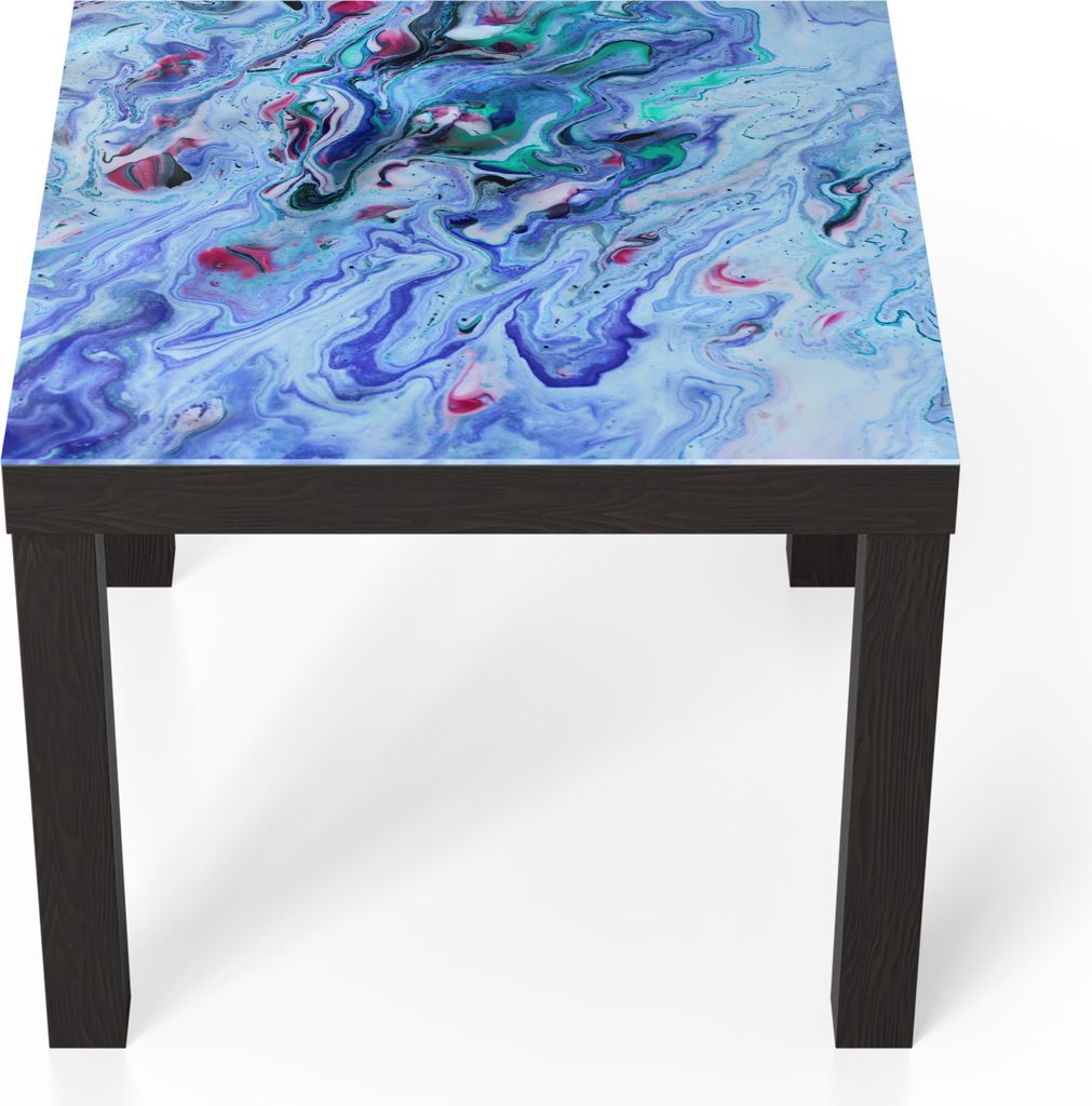 DEQORI Couchtisch 55x55 cm Schwarz 'Farbenrausch der Fantasie' Glas Beistelltisch Glastisch modern