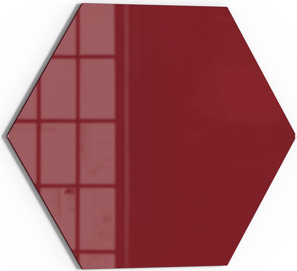 DEQORI Magnettafel Glas 40x35 cm 6-eckig 'Dunkelrot' beschreibbar Whiteboard Pinnwand Küche