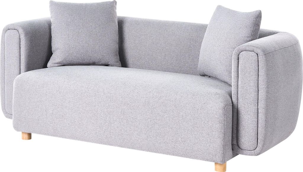 BELIANI Sofa Grau Stoff 2-Sitzer mit Holzbeinen Retro Stil Modern Couch Polstersofa Stoffsofa Wohnzimmer