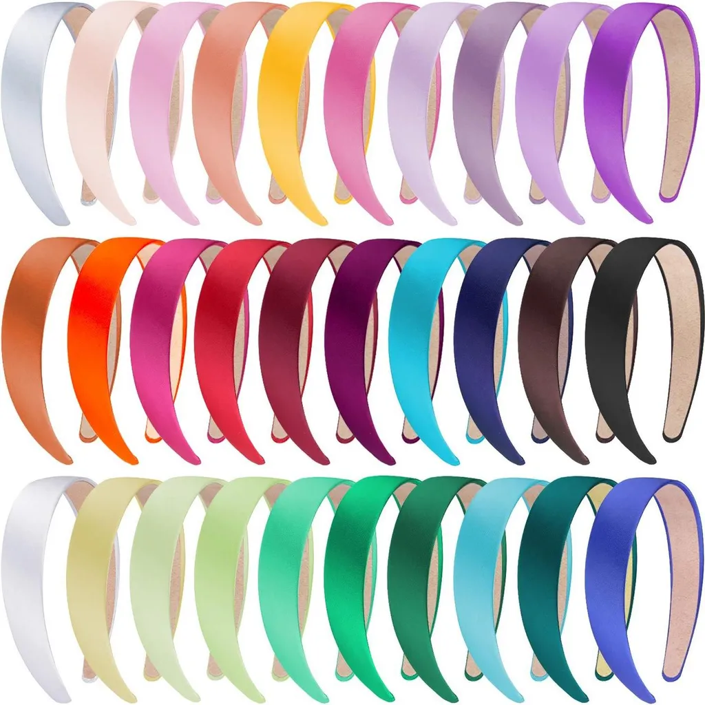 Set de 30 Serre-têtes en Satin pour Femmes et Filles - 30 Coloris Variés
