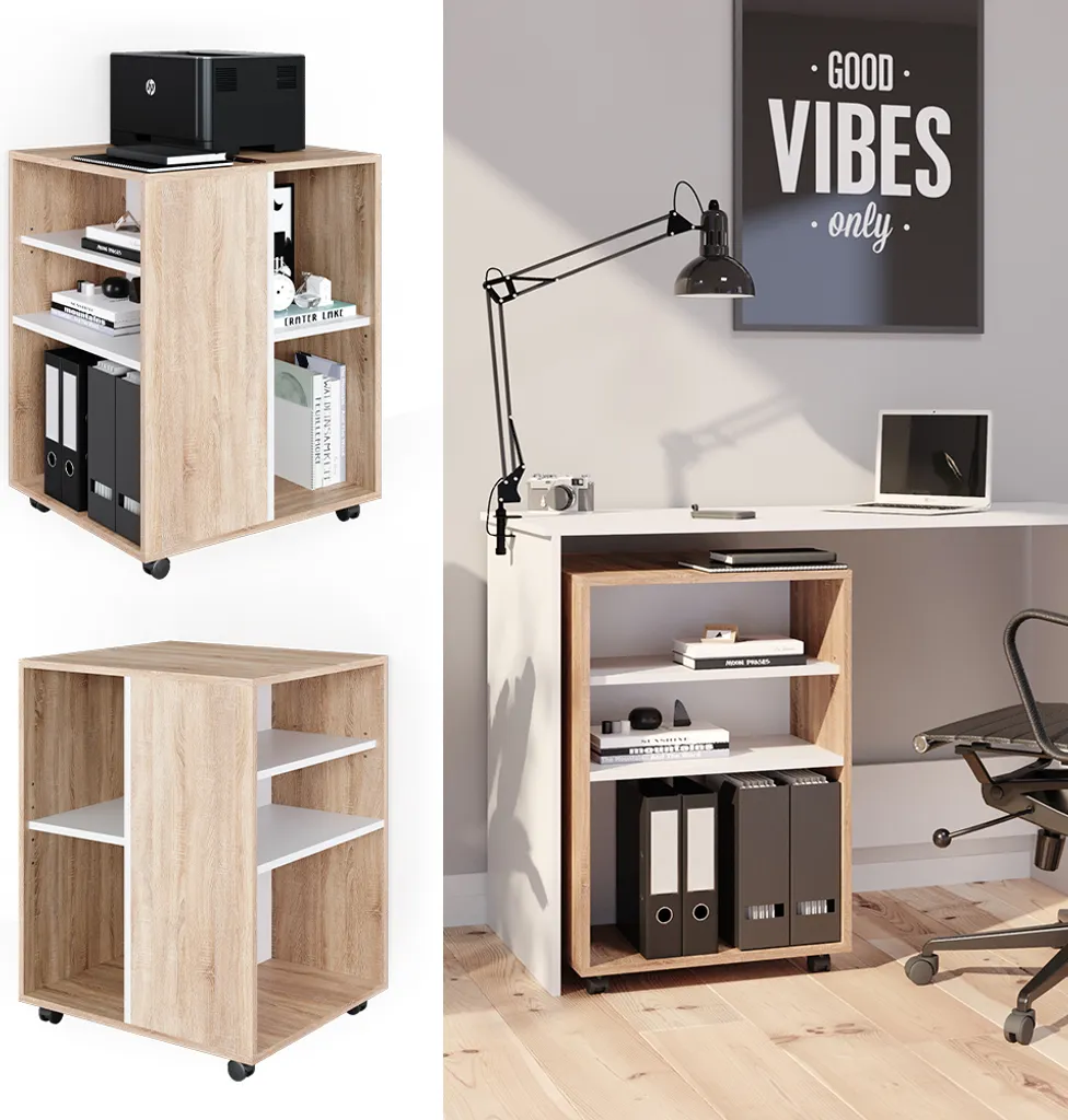 Caisson roulant compact Vicco Sonoma pour organiser son télétravail - 2