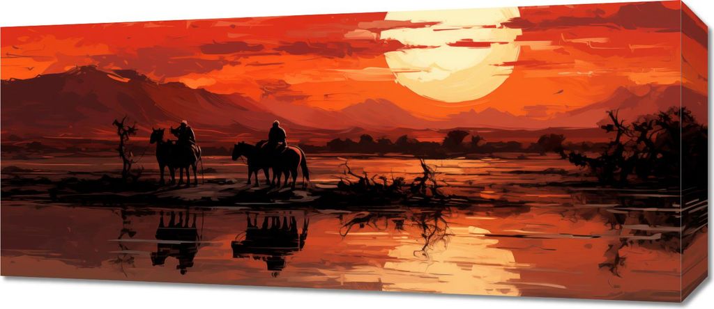 Bild 70x30cm Sonnenuntergang in der Prärie