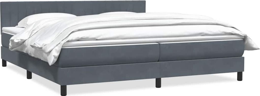 Möbel Boxspringbett mit Matratze Dunkelgrau 180x220 cm Samt - Klassische Betten 3316462