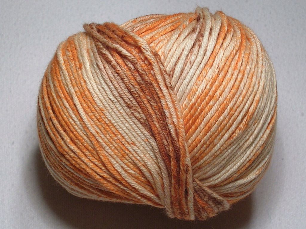 Baumwolle JEANS, geprintetes Baumwollgarn von Katia, Farbe ORANGE (101), ca. 120m/50g