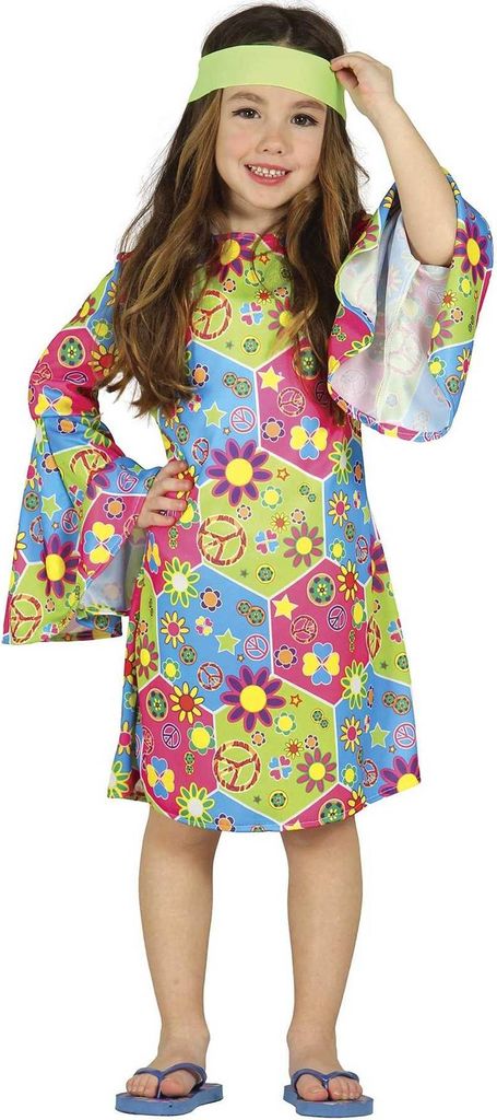 Fiestas Guirca - Hippie-Kostüm für Mädchen Set FG163 (116) (Bunt)