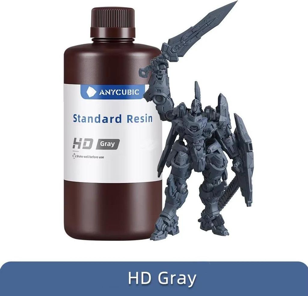 3D-Druckerharz - UV-Resin 405 nm - Hohe Präzision - Photopolymer - Für LCD/DLP/SLA - 10 kg - HD Grau