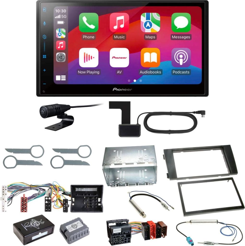 Pioneer SPH-DA77DAB CarPlay Android Auto DAB+ Einbauset für Audi A6 4B Facelift